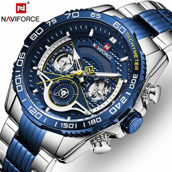 

wristwatches naviforce mens watches casual date dark night fashion clock quartz sport waterproof watch men relogio masculin, Slivery;brown
