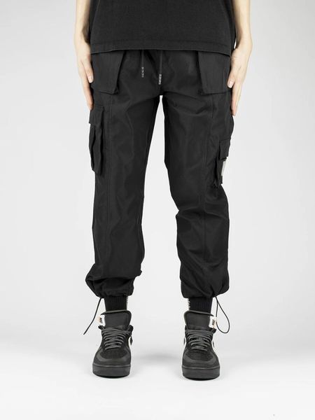 

men's multi-pocket harem pants hip-hop casual trousers fashion overalls, Black