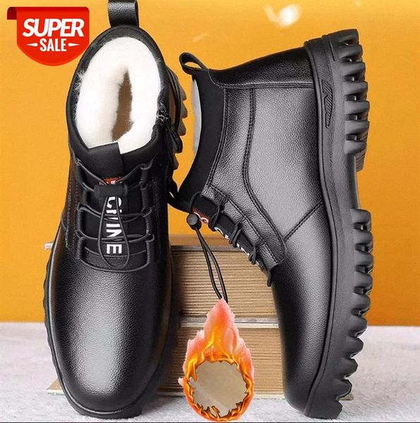

leather shoes men's high-plus velvet warm casual wool martin boots dad northeast big cotton england #ez3k