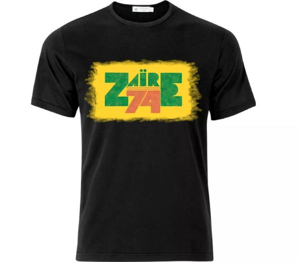 

zaire 74 retro rumble in the jungle t shirt black, White;black