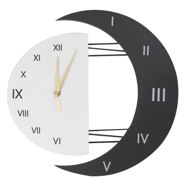 

wall clocks 1pc moon sun design clock creative silent hanging home decoration without dry battery