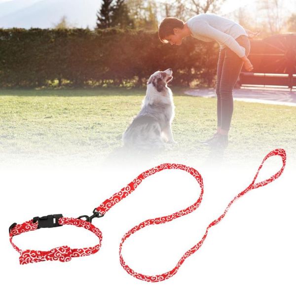 

dog collars & leashes cat collar/traction rope set with bow decoration outdoor pet print leash walk safe anti-strangle traction