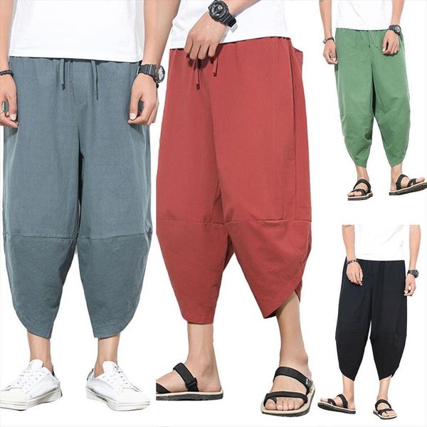 

summer casual plus size solid women pant color cropped harem wide leg trousers, Black