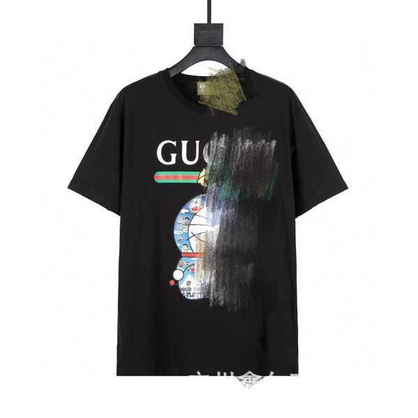 

correct version 2021 new chest cartoon jingle cat short sleeve loose t-shirt cotton, White