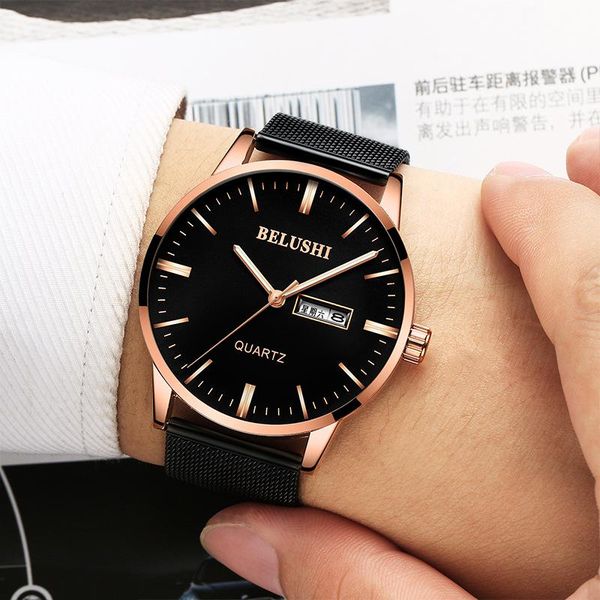 

wristwatches 2021 luxury mesh quartz watches casual fashion clock stainless steel strap man watch waterproof hodinky, Slivery;brown