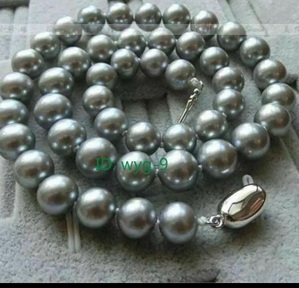 

20"9-10mm south sea silver grey round pearl necklace pearls jewelry