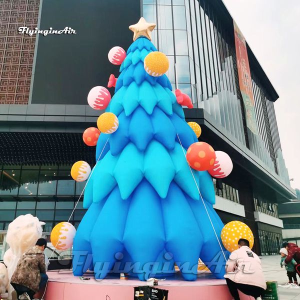 Decorações de natal ao ar livre que anunciam árvore de natal inflável 7m de altura simulada árvore perene soprada a ar com luz led para o ano novo