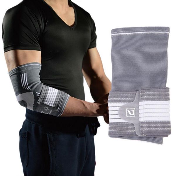 

1pcs sports compression elbow brace women men exercise arm protective sleeve support nylon breathable fitness workout protector & knee pads, Black;gray