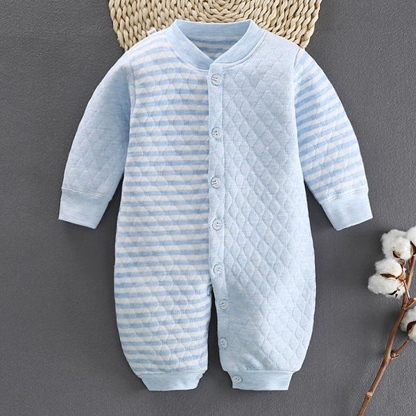 

jumpsuits autumn winter spring kids bottoming rompers boy girl warm soft outerwear thicken cotton born infant baby romper body suits, Blue