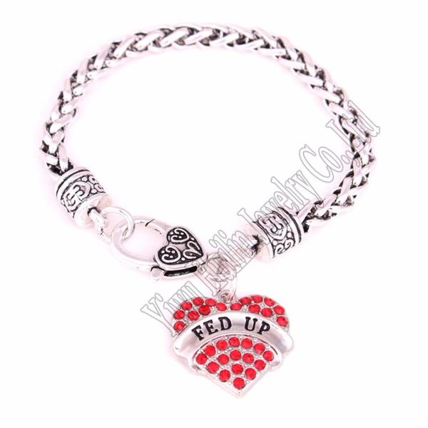 

length zinc studded with crystals fed up pendant bracelet link, chain, Black
