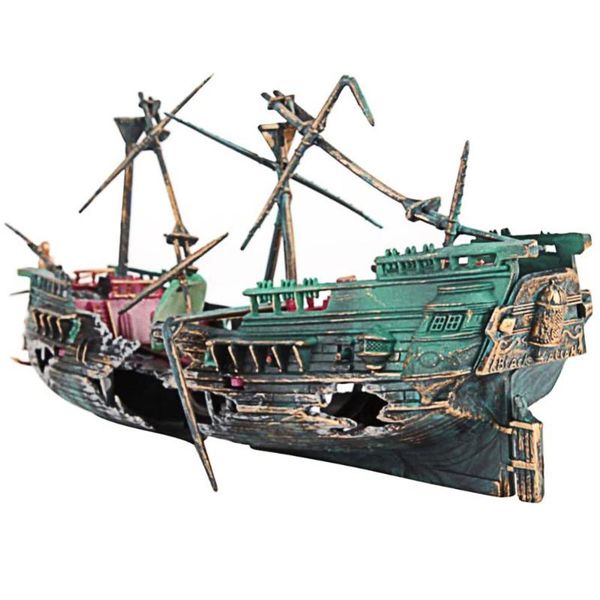 

decorations 2021 aquarium fish tank landscape pirate ship wreck decor resin boat ornament accessories decoration