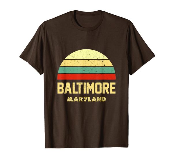 

baltimore maryland md vintage retro sunset tee shirt t-shirt, White;black