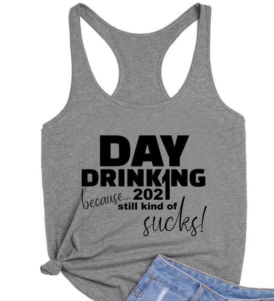 

women's tanks & camis day drinking because 2021 still kind of sucks loose women summer sleeveless tank casual tumblr gym workout v, White