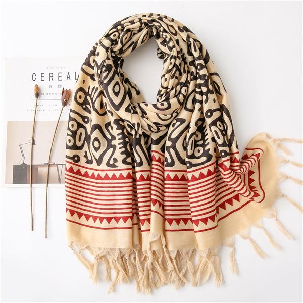 

scarves 10pcs/lot fashion handmade tassels scarf bohemian style totem print muslim turban headwear pashmina, Blue;gray