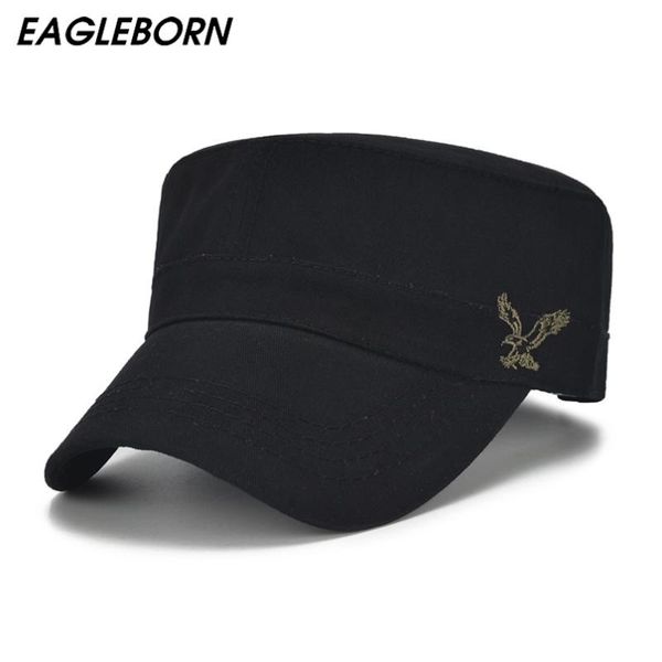 

men vintage flat caps embroidery eagle military hats luxury casual women baseball hat cotton black army cap wide brim, Blue;gray