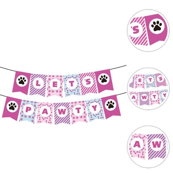 

party decoration pet decorative banner let's pawty sign garland supplies