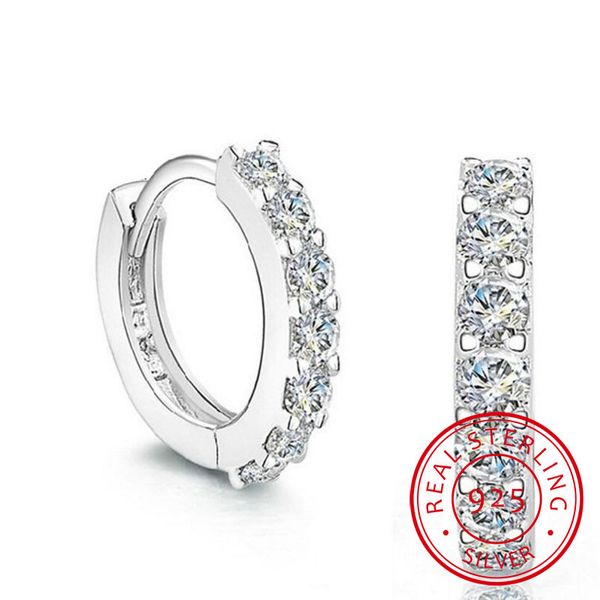 

lekani 925 sterling silver sparkling single row zirconia stud earring for women brincos oorbellen pendientes prata s-e14, Golden