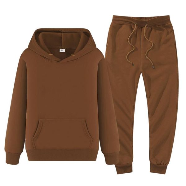 

men's hoodies & sweatshirts men's sportswear winter fleece hoodie pants suit brown-black fashion jogging undefined 2022 clothing