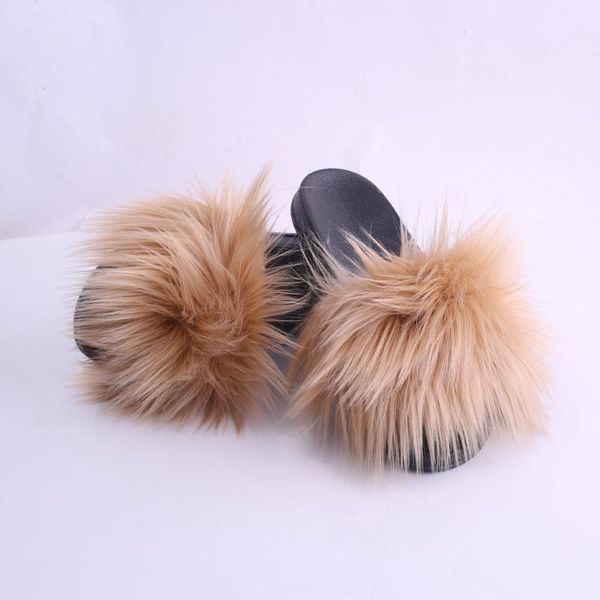 

slippers winter women warm fur house flat shoes woman slip on home furry wholesale, Black