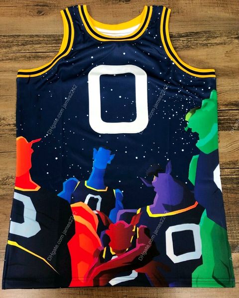 Monstars de filme #0 Jamas de basquete espacial Jersey Men's Ed tamanho S-xxl Jerseys de alta qualidade