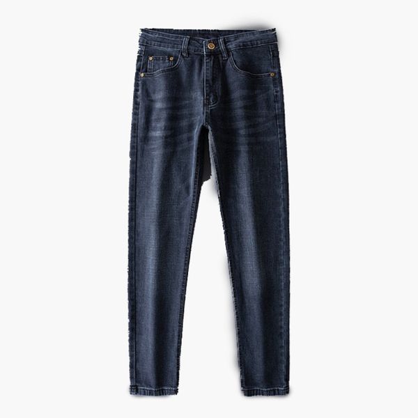

men's jeans fashion sweat knee protector patchwork high street fashions jogger trousers men elastic waist harem pant pencil 04, Blue