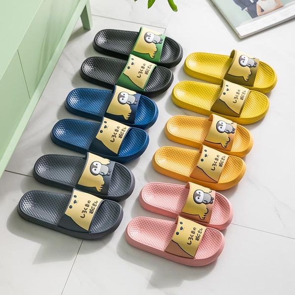 

cute cartoon couple indoor slippers for women casual comfort female fashion summer slides zapatillas de casa, Black