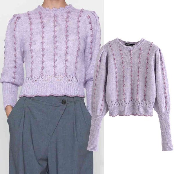 

tank woman autumn thread stripe neck long sweater knitted or crocheted, White