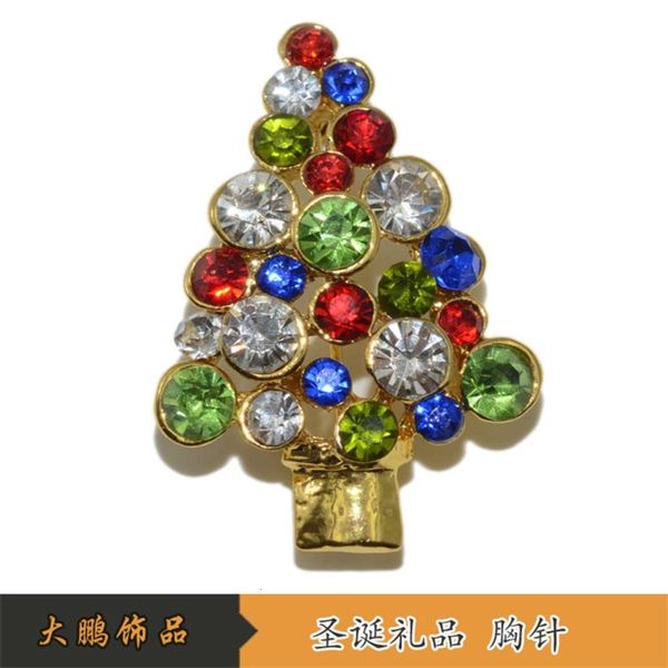

fashionable versatile piece with diamond and creative christmas tree brooch, Gray