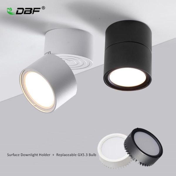 

downlights [dbf]folding surface mounted downlight 7w gx53 replaceable bulb adjustable angle home living room ceiling lights ac 220v