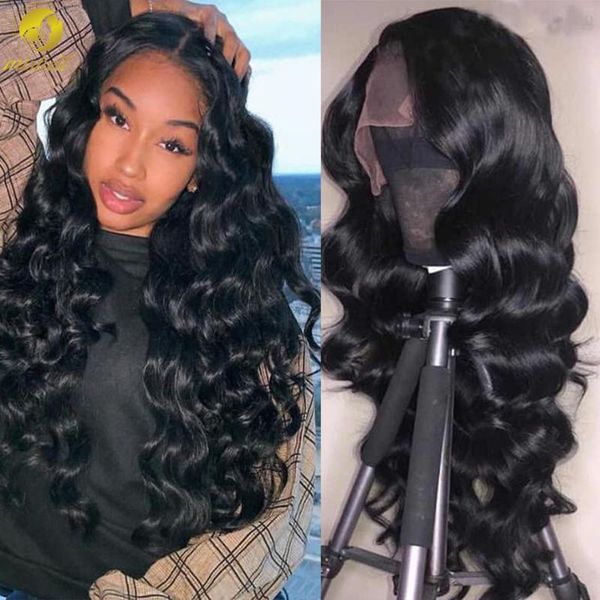 

lace wigs mishel loose deep wave wig front human hair remy pre-plucked frontal 180 density for black women, Black;brown