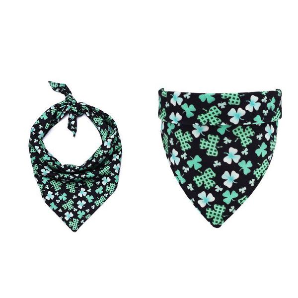 

dog apparel pet green lucky clover triangle saliva scarf bandana small large dogs bibs accessories