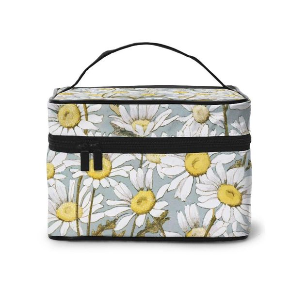 

cosmetic bags & cases women makeup bag toiletries organizer travel storage floral daisy