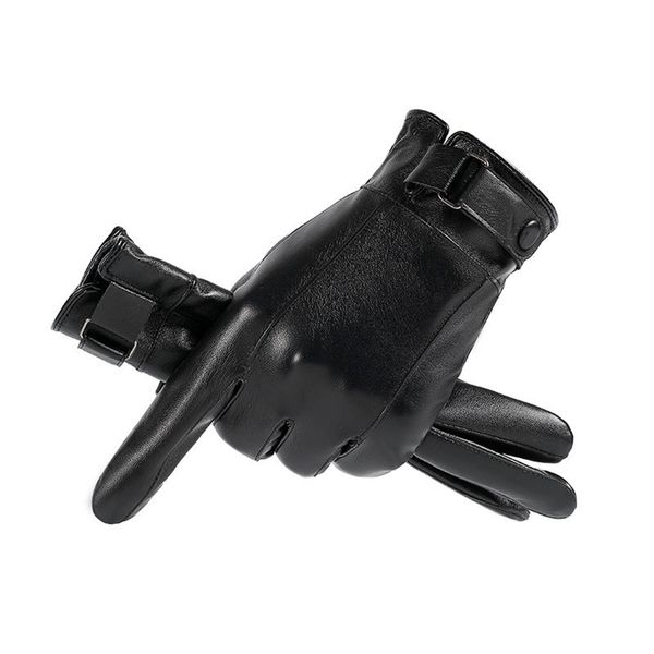 

warm gloves winter men's business touch screen plush thickened waterproof anti-skid outdoor electric vehicle motorcycle, Black