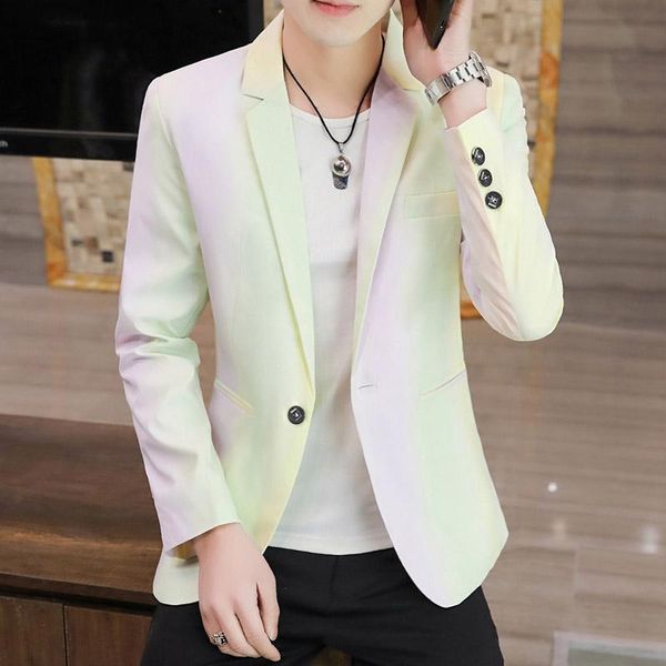 

dyb&zacq men's blazer spring 2021 one-button slimming color youth casual long-sleeve jacket suit hairstylist single suits & blazers, White;black