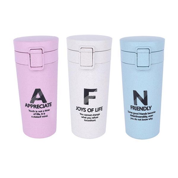 

water bottles wheat straw insulation coffee cup stainless steel thermal mug bouncing anti-scalding tea fashion travel gift student