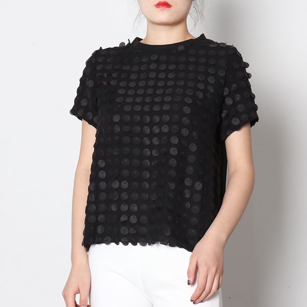 

women's t-shirt european tide brand women casual short-sleeved dot scale black round neck loose luxury t-shirt oversized xxl i3fg, White