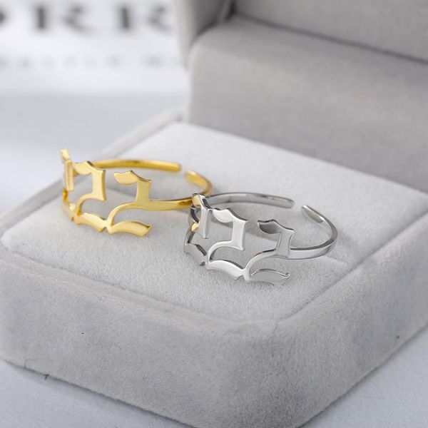 

wedding rings lucky 111 222 333 444 555 777 888 999 666 stainless steel angel number ring adjustable finger minimalist jewelry, Slivery;golden