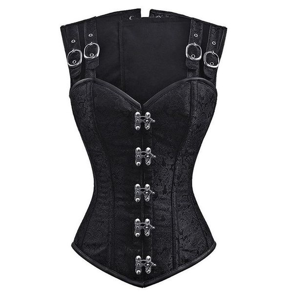 

bustiers & corsets overbust corset steampunk waist cincher punk black gothic lingerie women burlesque steel boned bustier, Black;white