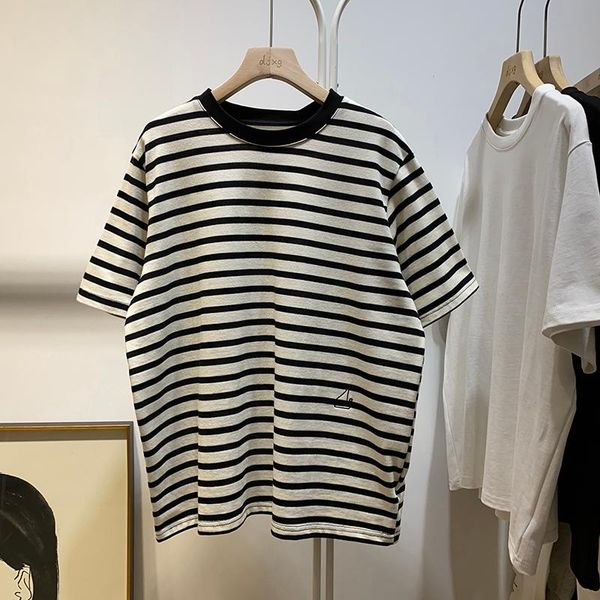 

women's t-shirt spring clothing korean style loose embroidered couple's short-sleeved summer bottoming shirt trendy, White