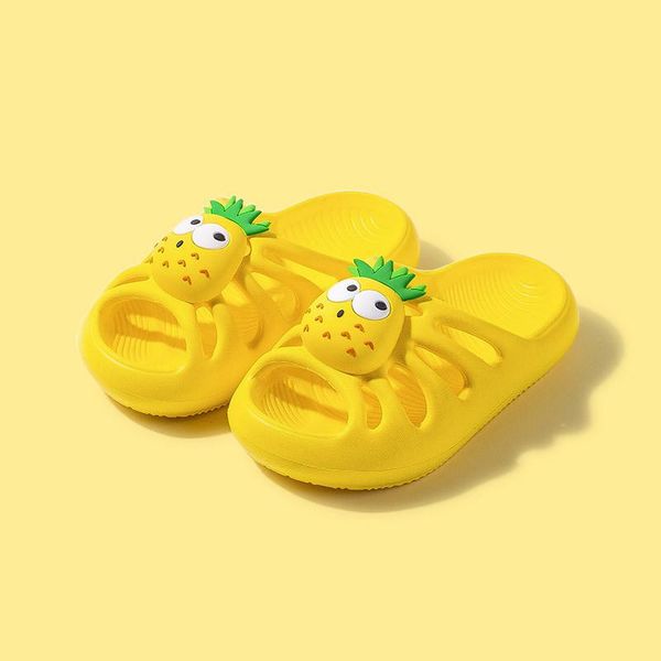

slipper 2021 baby boys girls pineapple slides slippers shower bathroom eva sandals summer kids beach shoes soft children, Black;grey