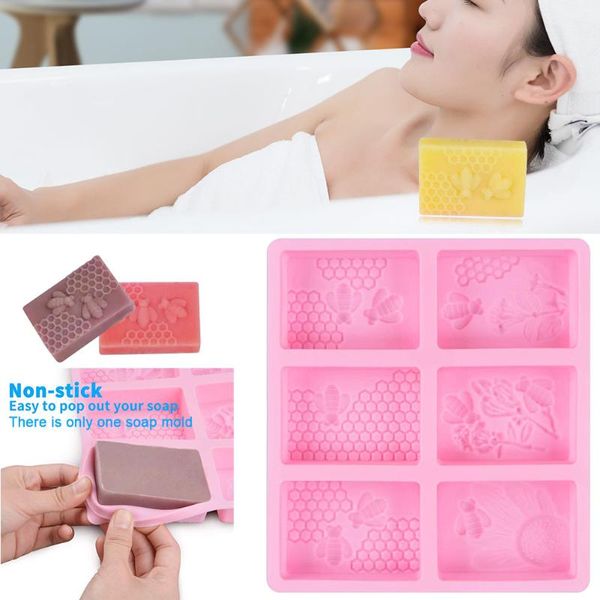 

craft tools beehive bee honeycomb soap mold soft silicone easy clean rectangle 6 forms reusable candle 3d homemade baking cake making