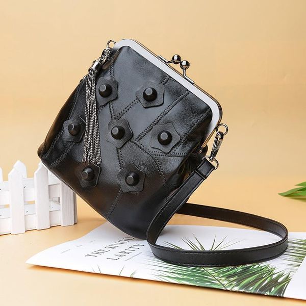 

cross body leather handbag 2021 ms sheepskin bag retro rivet oblique satchel fashion summer small bags wholesale