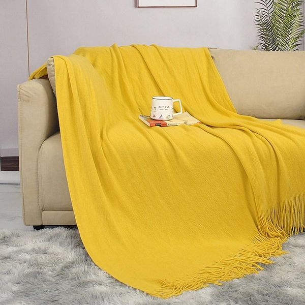 

blankets acrylic knitted throw blanket lightweight and soft cozy decorative woven with tassels for travel couch bed sofa