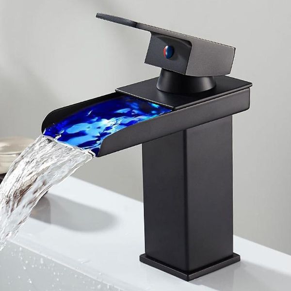 

waterfall kitchen bathroom basin sink taps faucet temperature color change y4qc faucets