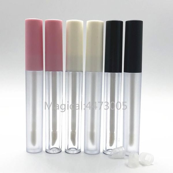 

2.5ml plastic frosted empty lipgloss tube white lid,clear cosmetic lip gloss container,refillable bottle pink tubes storage bottles & jars