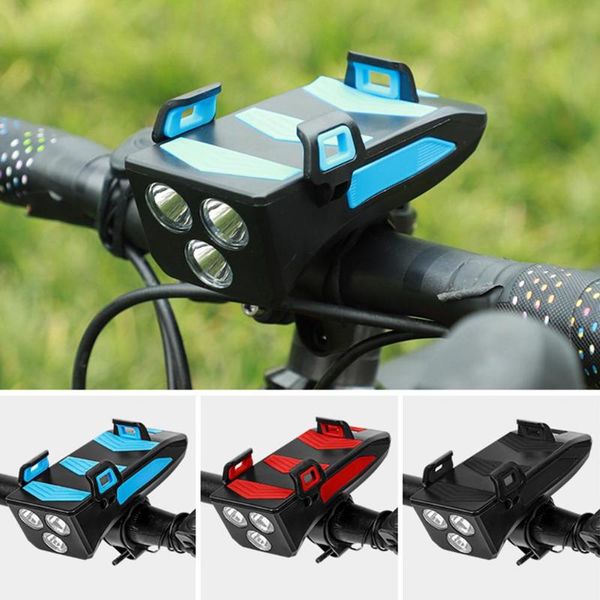 

in 1 bicycle lamp front bike light phone gps navigation holder handlebar stand with bell function and power bank lights