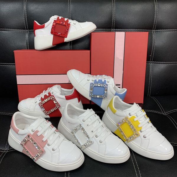 

women sneakers white casual shoes woman fashion diamond buckle decoration white shoes platform shoes zapatillas mujer, Red;white