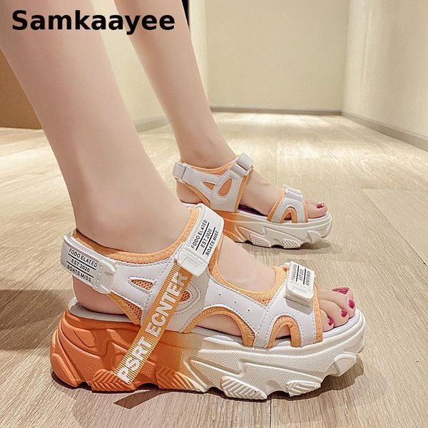 

size 35-40 womens sandals summer female platform wedges shoes mujer hook & loop zapatillas peep toe thick bottom chaussure y40, Black