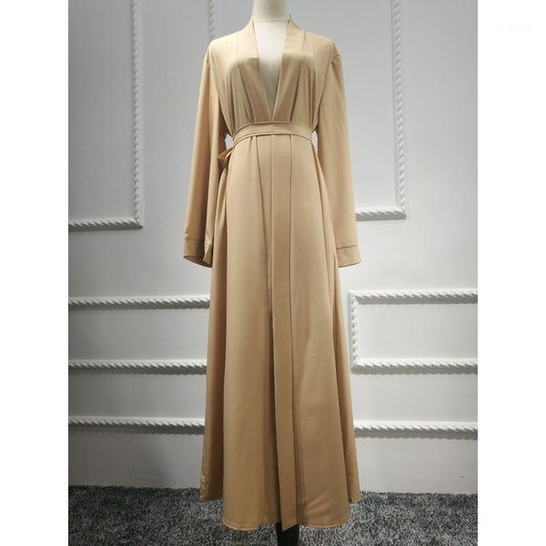 

ethnic clothing 2021 muslim casual robes for women summer long sleeve solid color elegant v-neck thin maxi dresses turkish women's, Red