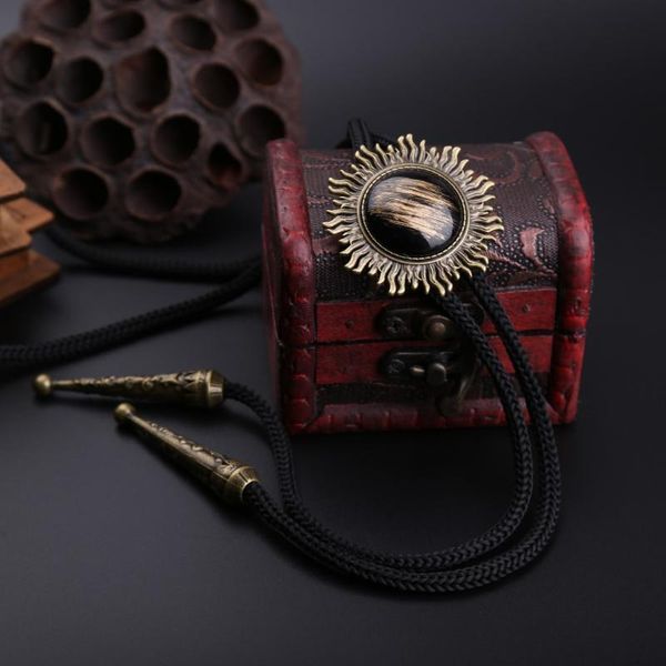 

neck ties bolo tie retro black agate gem bolotie shirt collar fashion jewelry men's western cowboy rope necklace long bow, Blue;purple
